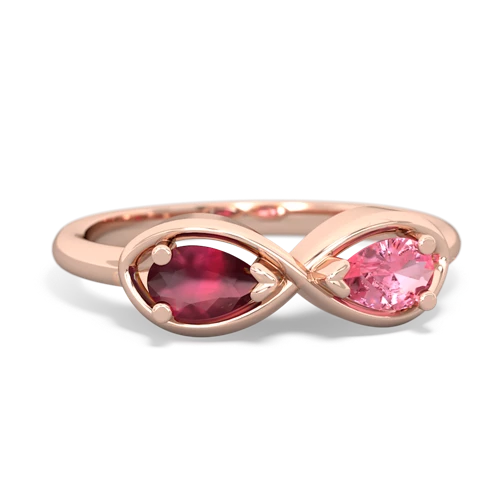 ruby-pink sapphire infinity ring