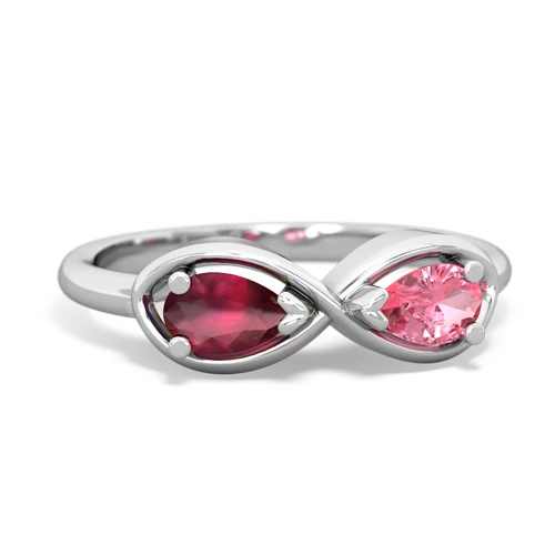 ruby-pink sapphire infinity ring