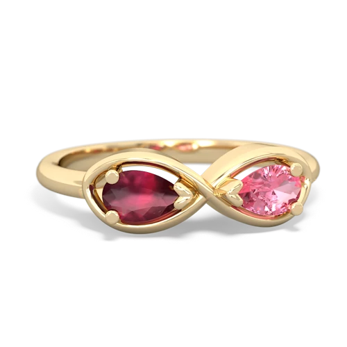 ruby-pink sapphire infinity ring