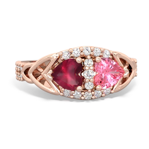 ruby-pink sapphire keepsake engagement ring