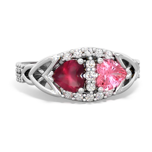 ruby-pink sapphire keepsake engagement ring