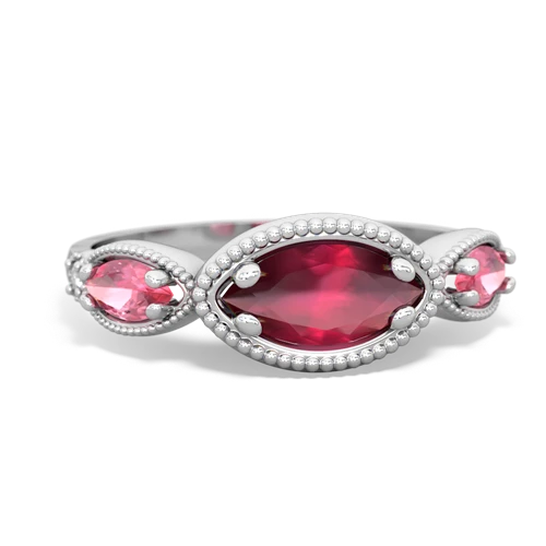 ruby-pink sapphire milgrain marquise ring