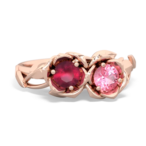 ruby-pink sapphire roses ring