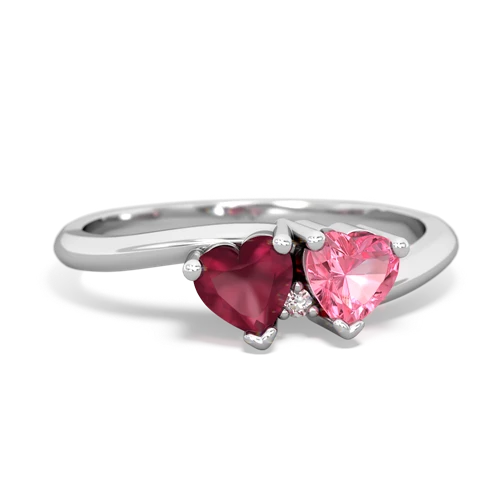 ruby-pink sapphire sweethearts promise ring