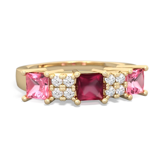 Ruby Genuine Ruby with Lab Created Pink Sapphire and Lab Created Ruby Three Stone ring Ring