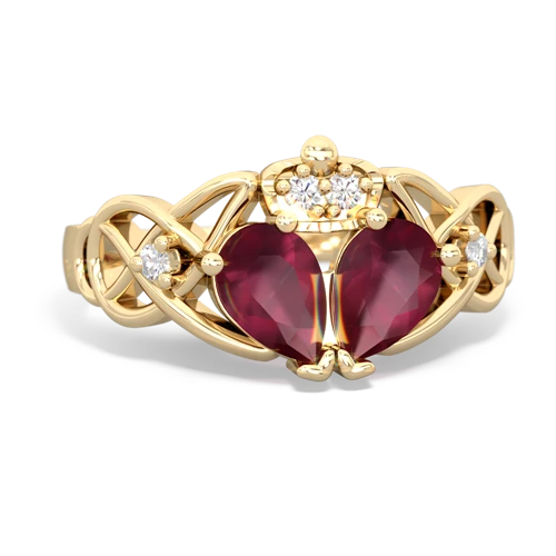 Ruby Two Stone Claddagh Genuine Ruby ring Ring