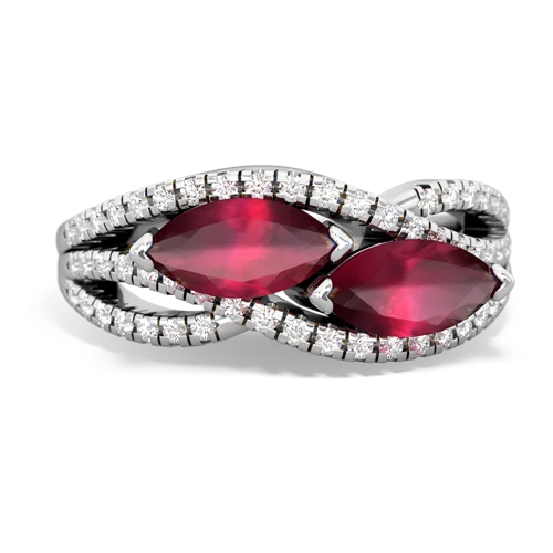 ruby double heart ring