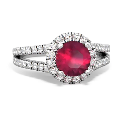 Ruby Pave Halo Genuine Ruby ring Ring