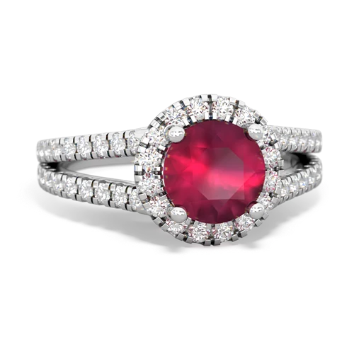 ruby halo pave ring