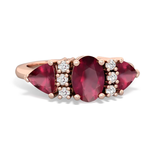 Ruby Genuine Ruby with  and  Antique Style Three Stone ring Ring