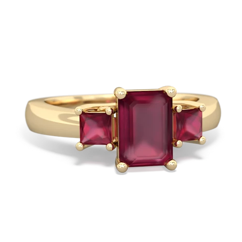 Ruby Genuine Ruby with  and  Three Stone Trellis ring Ring
