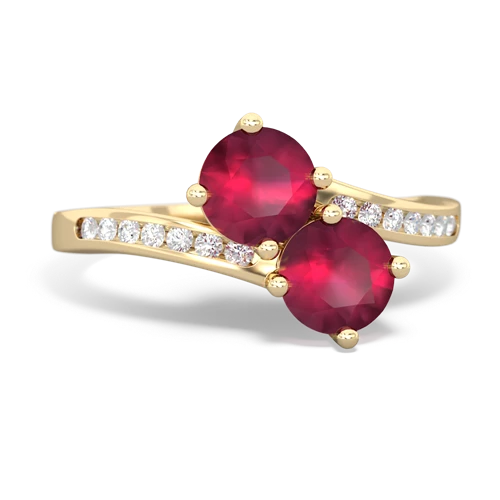 ruby two stone channel ring