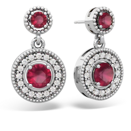 Ruby Genuine Ruby with Genuine Ruby Halo Dangle earrings Earrings