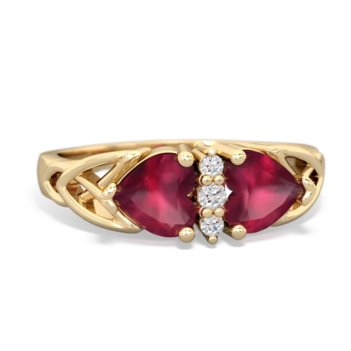 Ruby Genuine Ruby with Genuine Ruby Celtic Trinity Knot ring Ring