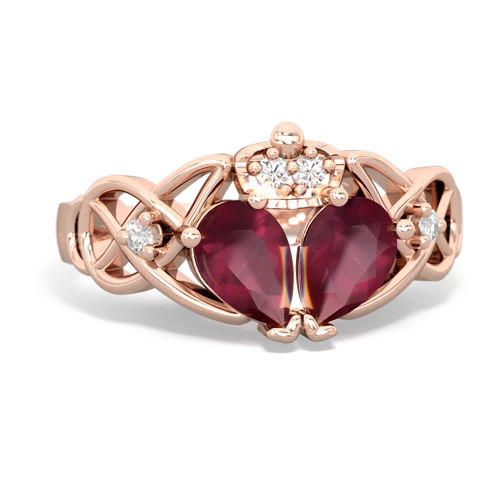 Ruby Genuine Ruby with Genuine Ruby Two Stone Claddagh ring Ring