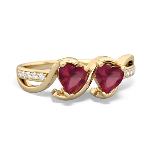 ruby-ruby double heart ring