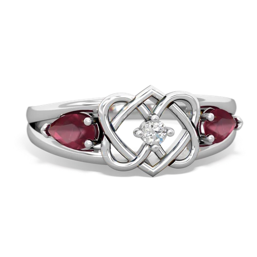 ruby-ruby double heart ring