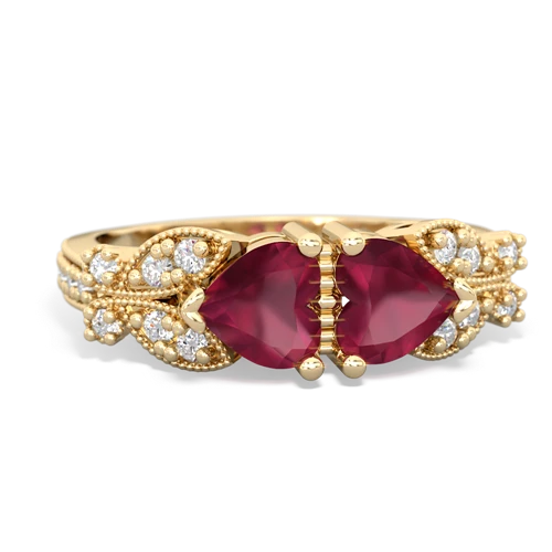 Ruby Genuine Ruby with Genuine Ruby Diamond Butterflies ring Ring