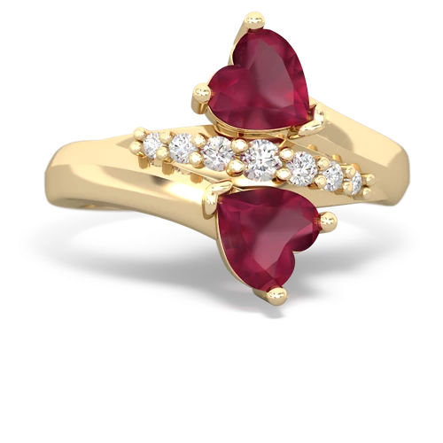 Ruby Genuine Ruby with Genuine Ruby Heart to Heart Bypass ring Ring