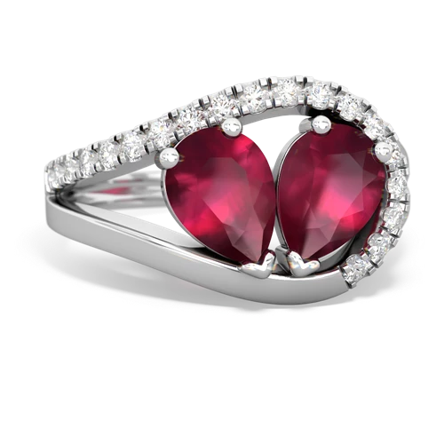 Ruby Genuine Ruby with Genuine Ruby Nestled Heart Keepsake ring Ring