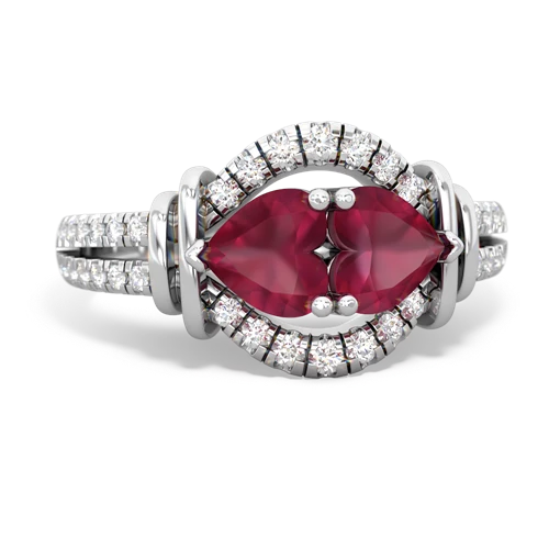 Ruby Genuine Ruby with Genuine Ruby Art-Deco Keepsake ring Ring