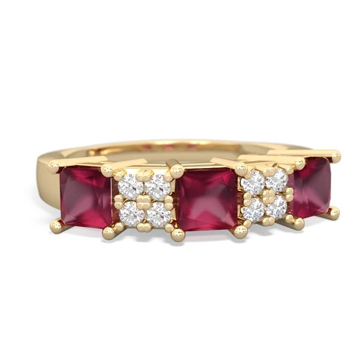 Ruby Genuine Ruby with Genuine Ruby and Genuine Aquamarine Three Stone ring Ring