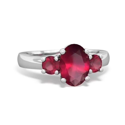 Ruby Genuine Ruby with Genuine Ruby Three Stone Trellis ring Ring
