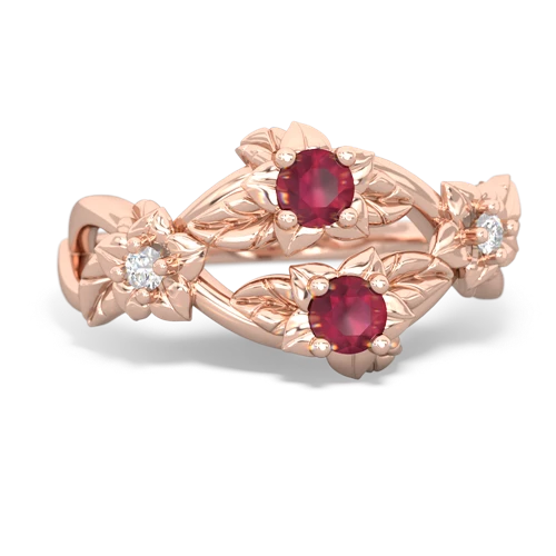 Ruby Genuine Ruby with Genuine Ruby Sparkling Bouquet ring Ring