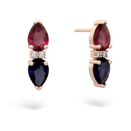 ruby-sapphire bowtie earrings