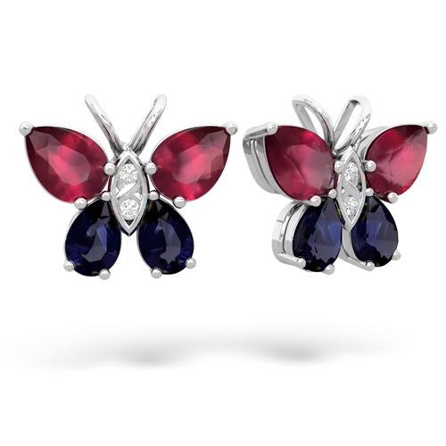 ruby-sapphire butterfly earrings
