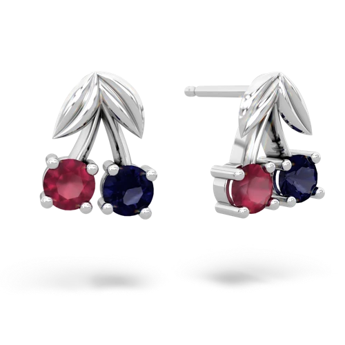ruby-sapphire cherries earrings