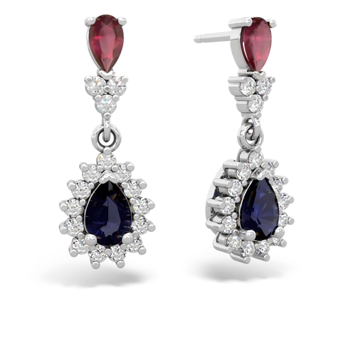 ruby-sapphire dangle earrings