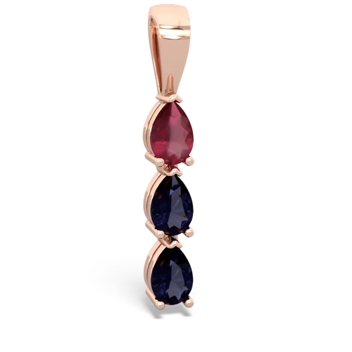 Ruby Genuine Ruby with Genuine Sapphire and Lab Created Ruby Three Stone pendant Pendant