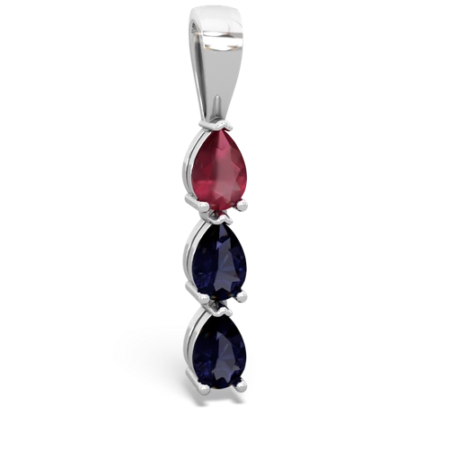 ruby-sapphire three stone pendant