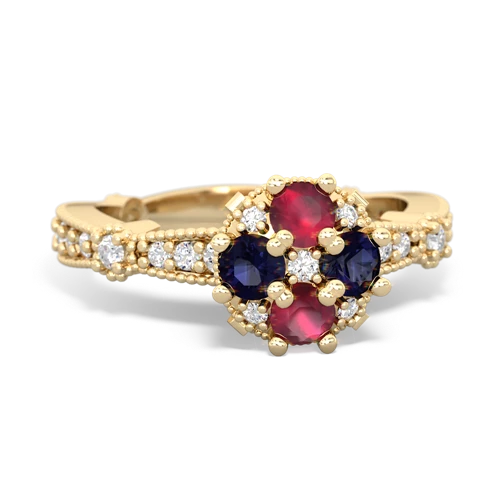 ruby-sapphire art deco engagement ring