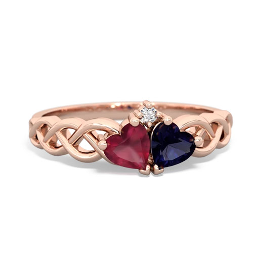 Ruby Genuine Ruby with Genuine Sapphire Heart to Heart Braid ring Ring
