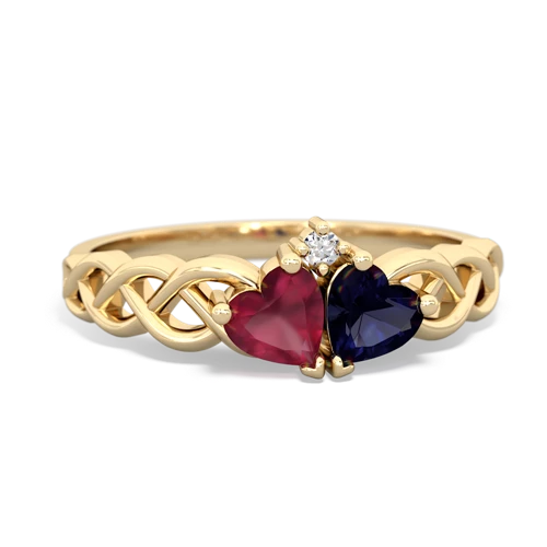 ruby-sapphire celtic braid ring