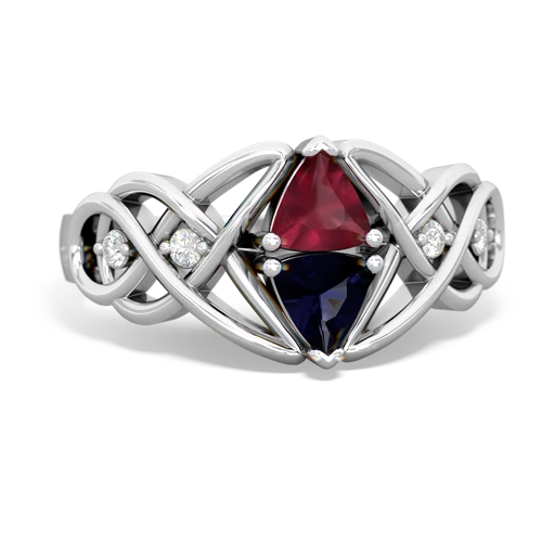 ruby-sapphire celtic knot ring