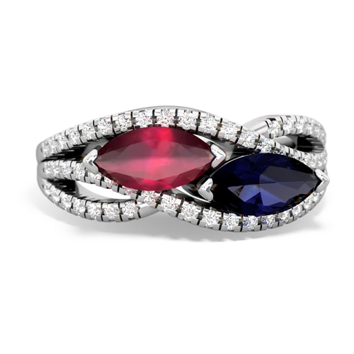 Ruby Genuine Ruby with Genuine Sapphire Diamond Rivers ring Ring