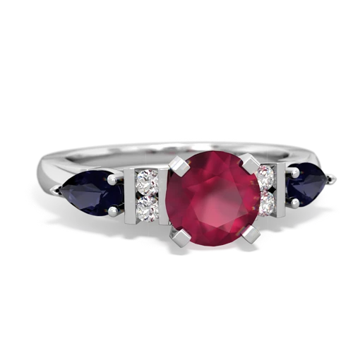 Ruby Genuine Ruby with Genuine Sapphire and  Engagement ring Ring