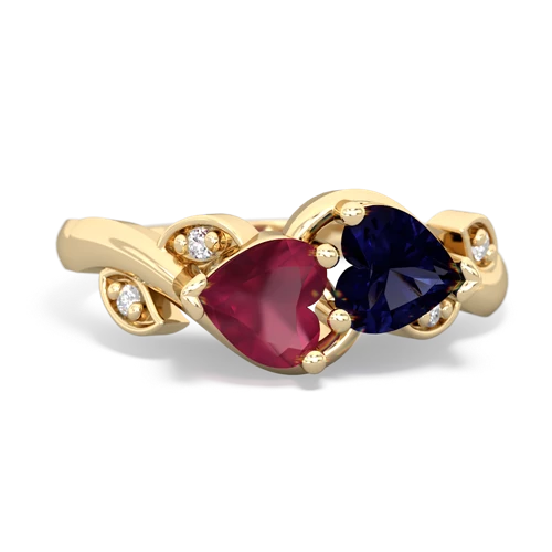 Ruby Genuine Ruby with Genuine Sapphire Floral Elegance ring Ring