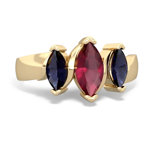 Ruby Genuine Ruby with Genuine Sapphire and  Three Peeks ring Ring