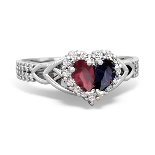 Ruby Genuine Ruby with Genuine Sapphire Celtic Knot Engagement ring Ring