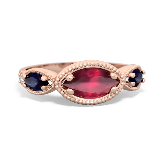 ruby-sapphire milgrain marquise ring