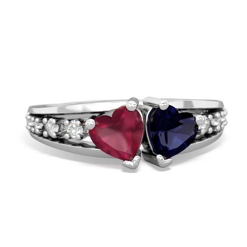 Ruby Genuine Ruby with Genuine Sapphire Heart to Heart ring Ring