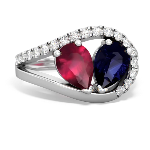 Ruby Genuine Ruby with Genuine Sapphire Nestled Heart Keepsake ring Ring
