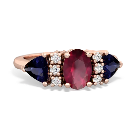 Ruby Genuine Ruby with Genuine Sapphire and  Antique Style Three Stone ring Ring