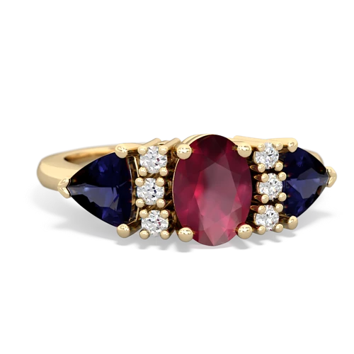 Genuine Ruby with Genuine Sapphire and Genuine Tanzanite Antique Style Three Stone ring