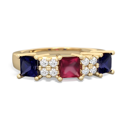 Ruby Genuine Ruby with Genuine Sapphire and Genuine Aquamarine Three Stone ring Ring
