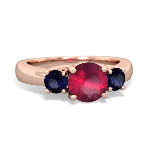 Ruby Genuine Ruby with Genuine Sapphire and  Three Stone Trellis ring Ring